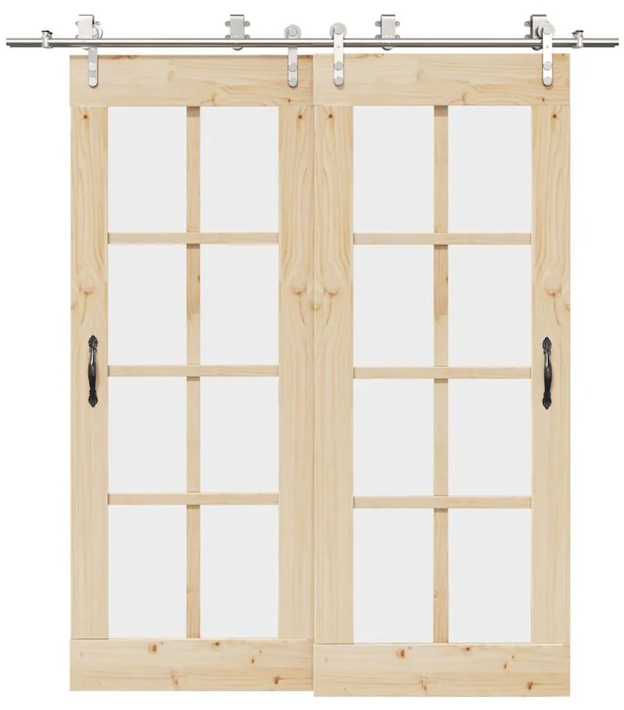 Kit Binari Porta Scorrevole 200 Cm Acciaio Inossidabile Argento /