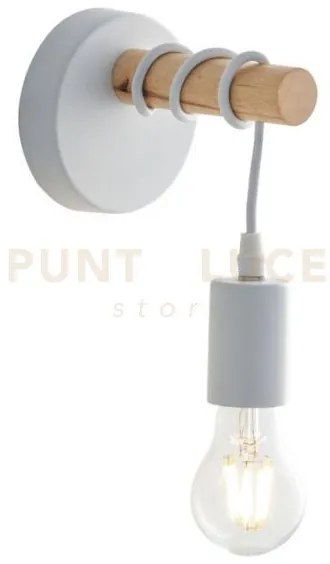 Applique a parete arizona legno naturale e metallo bianco 1 luce at...