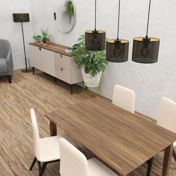 Lampadario a sospensione con filo LOFT SHADE 3xE27/60W/230V nero/oro