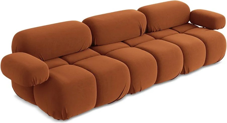 Divano componibile arancione con rivestimento in velluto 285 cm Lokua – Makamii