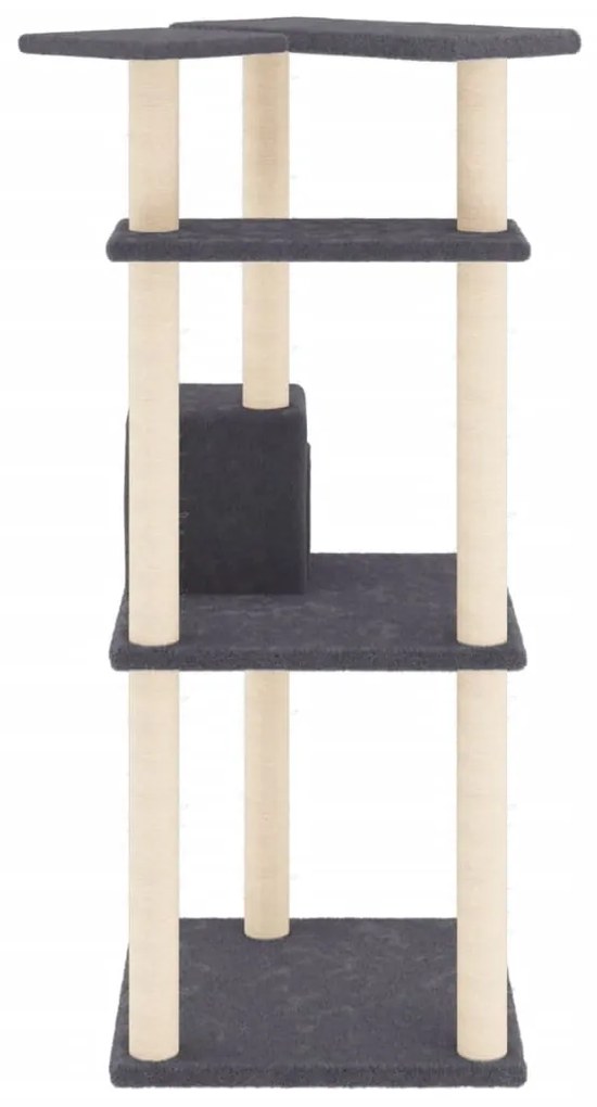 Albero per gatti con tiragraffi in sisal grigio scuro 123 cm