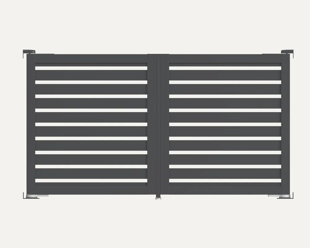 Cancello automatico battente ALBA Maia120-40 in alluminio, apertura centrale, L 350 x H 160 cm, di colore grigio antracite