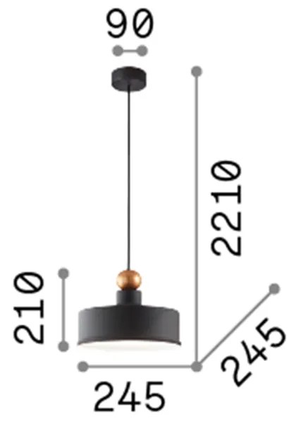 Sospensione Industrial-Minimal Triade-2 Metallo Grigio 1 Luce E27