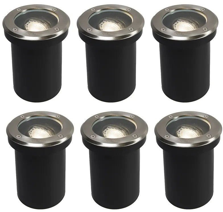 Set di 6 faretti da terra intelligenti orientabili incl. WiFi GU10 - Delux