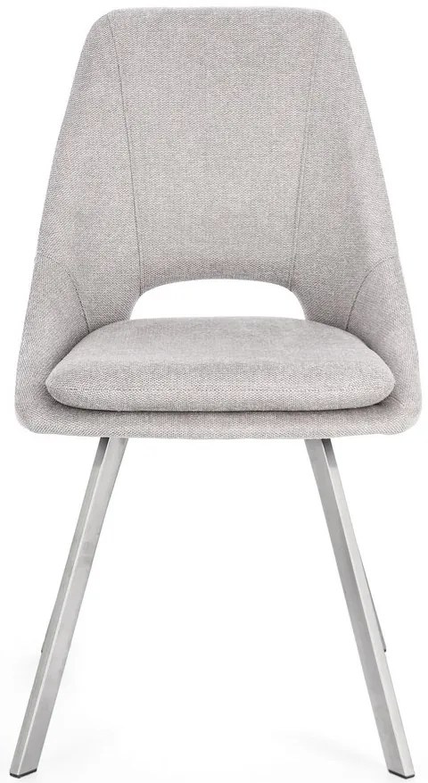 Set di 2 sedie KASHAR in tessuto grigio chiaro e gambe acciaio