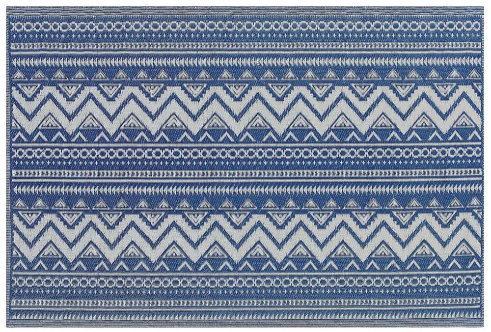 Tappeto da esterno blu con motivo geometrico 120 x 180 cm NAGPUR Beliani