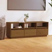 Mobile TV Marrone Miele 140x37x35 cm in Legno Massello di Pino 813433