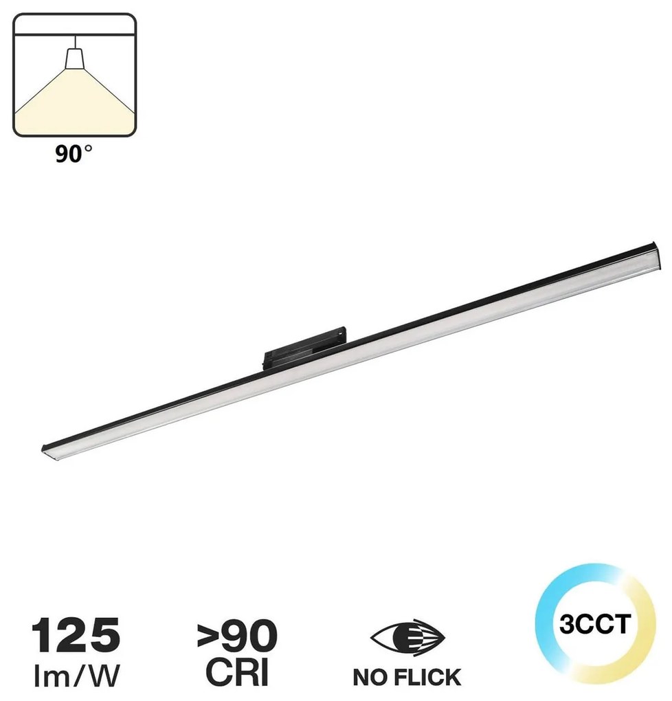 Lampada LED Lineare 42W Trifase 120cm 90° Nera con driver Philips Colore Bianco Variabile CCT