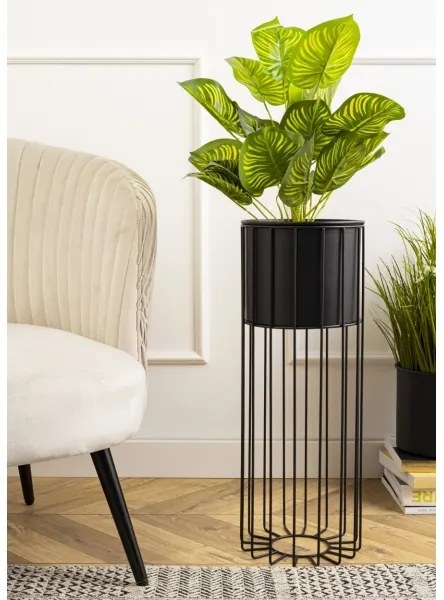 Vaso da fiori in metallo LOFT 55x20 cm nero