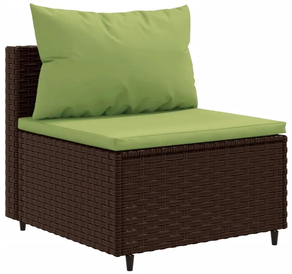 Set mobili da giardino 6pz con cuscini in polyrattan marrone