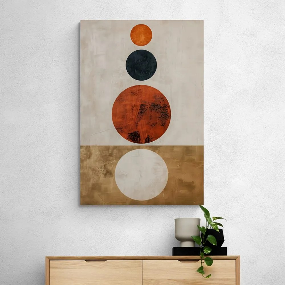 Quadro su tela – Japandi con cerchi moderni