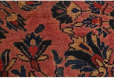Antik Medaglione Floreale Rosso Antico Blu Scuro 165x195 Cm