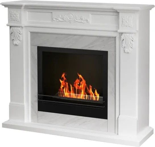 Camino a bioetanolo biocamino da terra TRUMAN Bianco effetto marmo L121 x P38 x H108