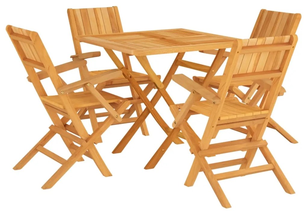 Set da pranzo per giardino 5 pz in legno massello di teak