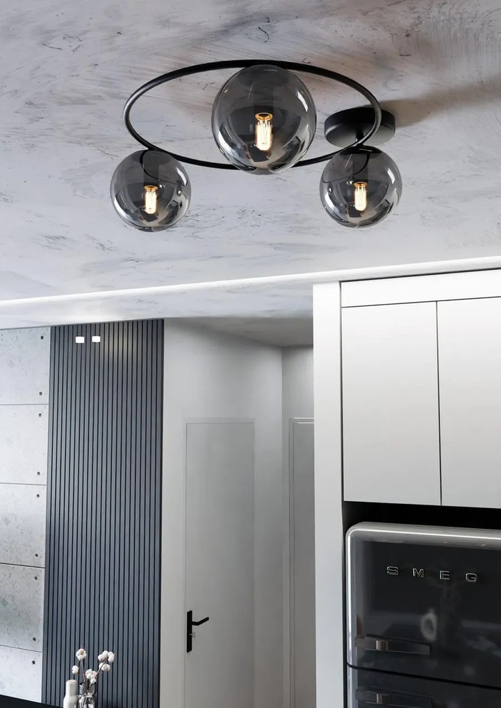 Lampada da soffitto in acciaio SOPRA 3 da interno 3xE14