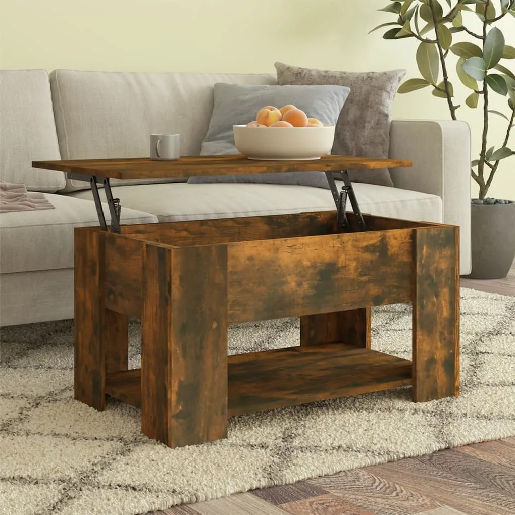 Tavolino Da Salotto Rovere Fumo 79x49x41cm İn Legno Multistrato /