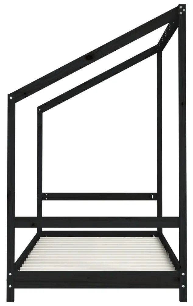 Giroletto per bambini nero 2x(90x200) cm legno massello di pino
