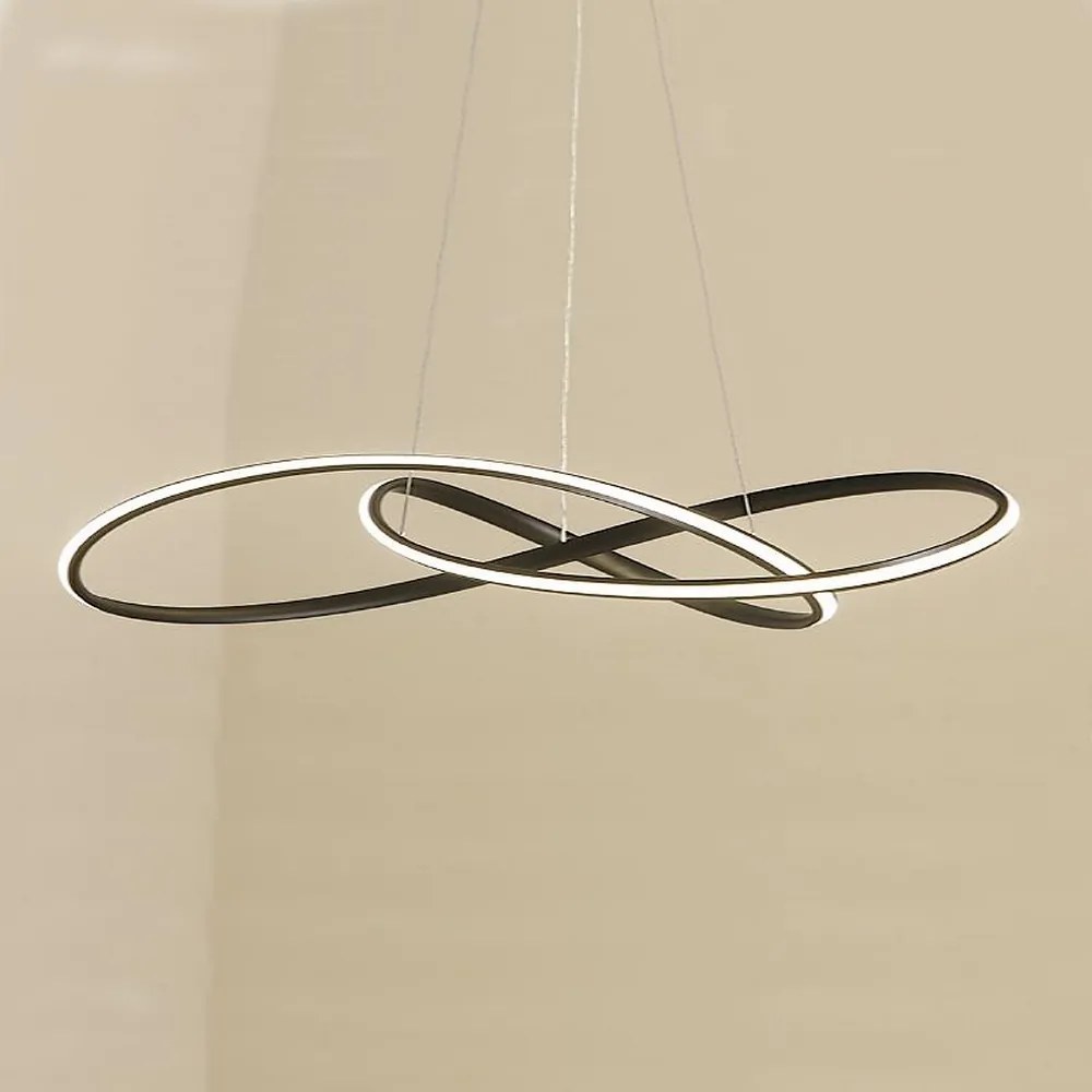 Lampadario Led da soffitto Swirl Nero 58W Dimmerabile con temperatura colore regolabile con telecomando M LEDME