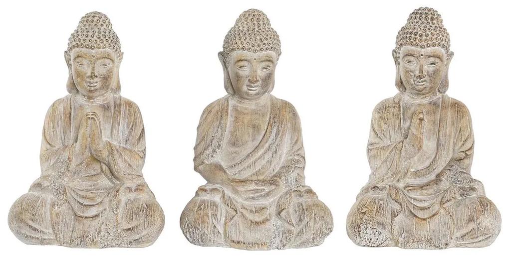 Statua Decorativa DKD Home Decor Finitura invecchiata Dorato Marrone Buddha Orientale Magnesio (30,5 x 24 x 45 cm) (3 Unità)
