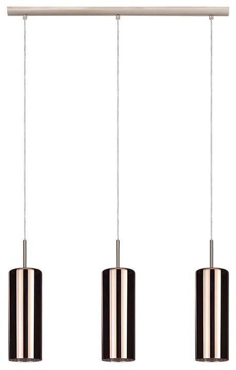 Lampadario Industrial Selvino 3 Luci Acciaio Grigio E Nichel Opaco