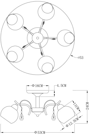 Globo 54711-5 - Plafoniera PERDITA 5xE14/40W/230V