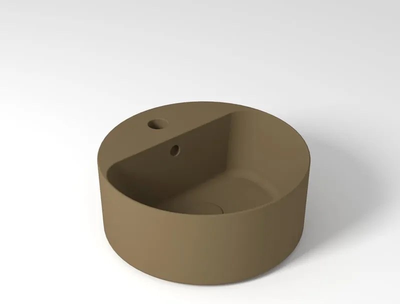 Lavabo da appoggio Open OLYMPIA CERAMICA tondo in ceramica con foro marrone