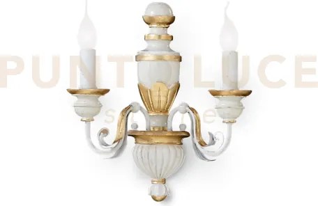 Firenze applique a parete bianco 2 luci attacco e14 decorato a mano