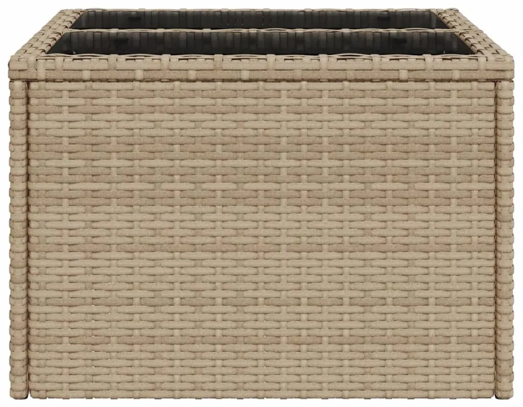 Tavolo da giardino piano in vetro beige 55x55x37 cm polyrattan