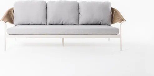 Salotto Da Esterno 5 Posti In Alluminio E Corda Con Tavolino Celia Avorio