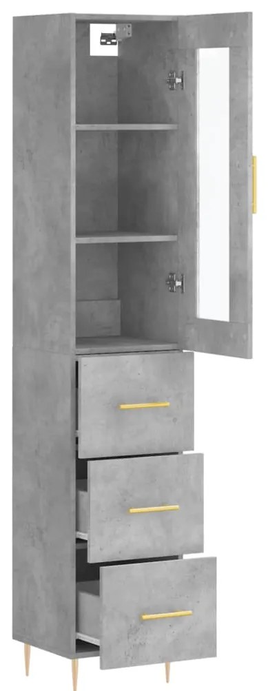 Credenza grigio cemento 34,5x34x180 cm in legno multistrato