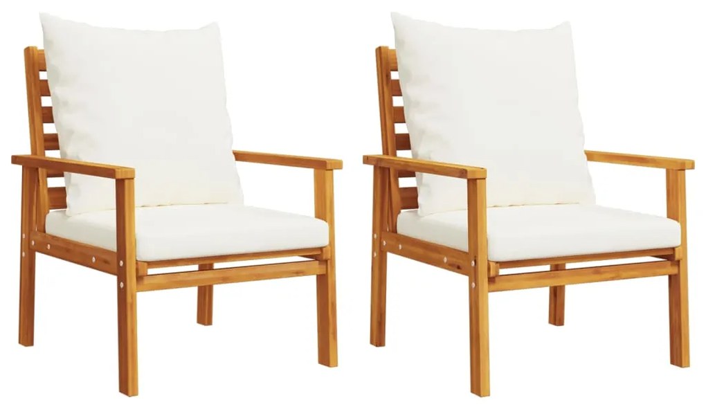 Set salotto da giardino 5 pz con cuscini legno massello acacia