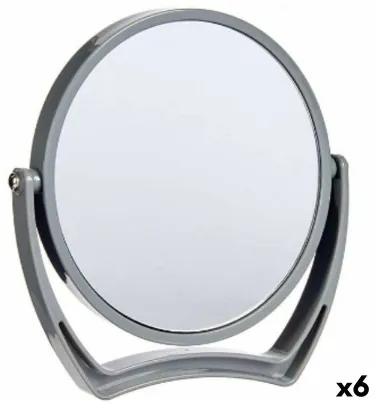 Specchio Ingranditore Grigio Cristallo Plastica 19 x 18,7 x 2 cm (6 Unità)