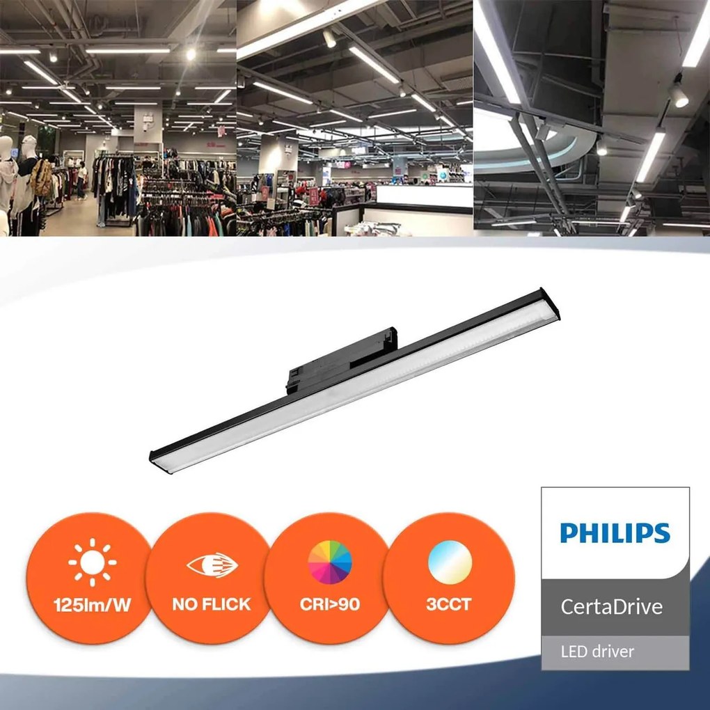 Lampada LED Lineare 34WTrifase60cm simm. 2x45° con driver Philips Colore Bianco Variabile CCT