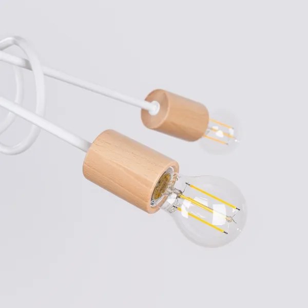 Sollux SL.1475 - Lampadario a plafone EMBER 5xE27/15W/230V bianco/beige/faggio