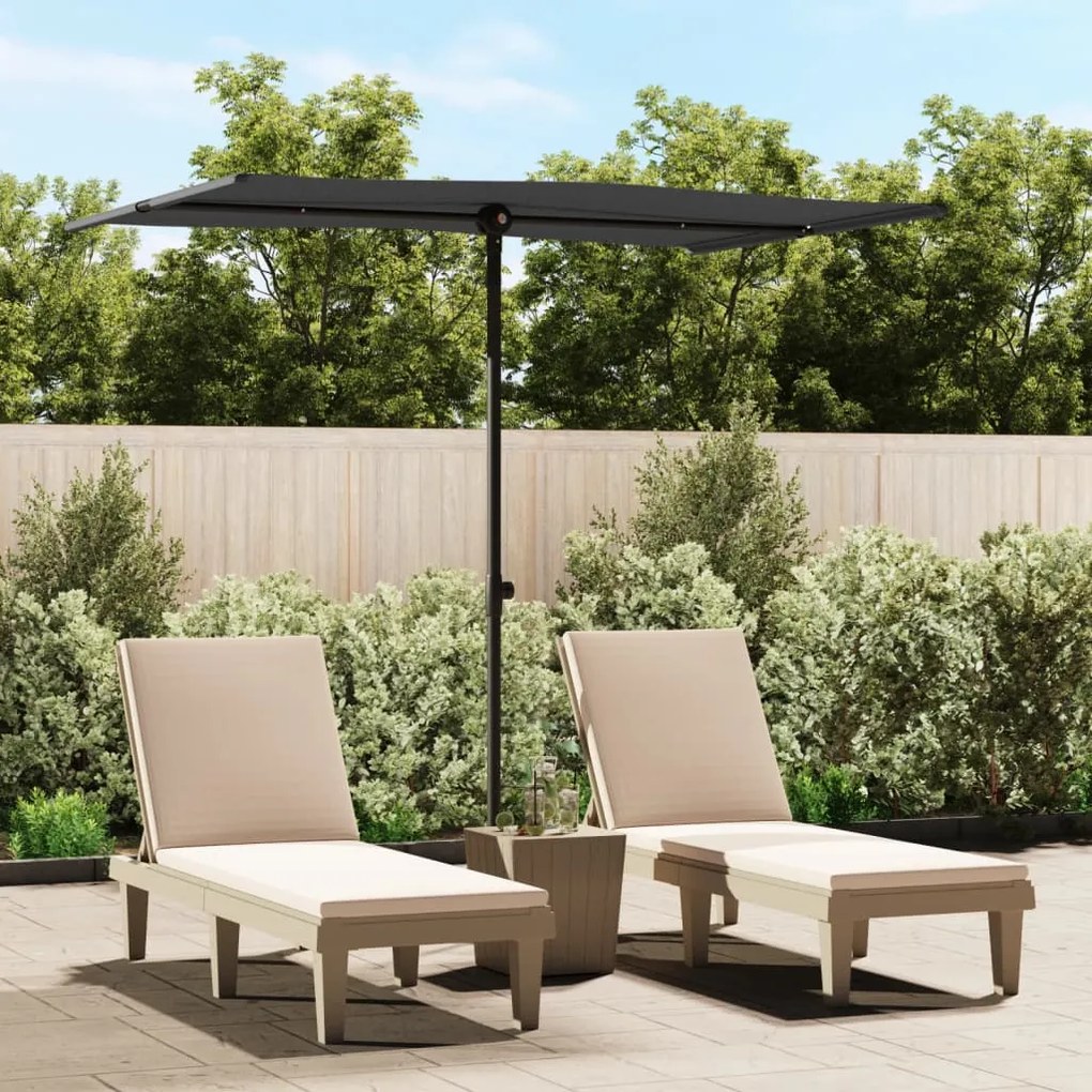 Ombrellone Da Giardino Con Palo İn Alluminio 2x1,5 M Nero /
