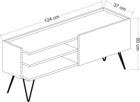 Mobile TV Da Terra 124 Cm Con Piedini In Metallo Nero E Noce Aral
