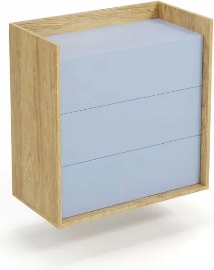 Comò modulare Mobius S3 in rovere naturale/blu - H83