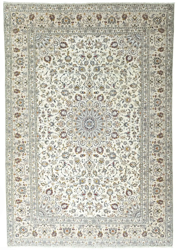 Kashan Tappeto 250x360 Beige (Iran) Annodato A Mano