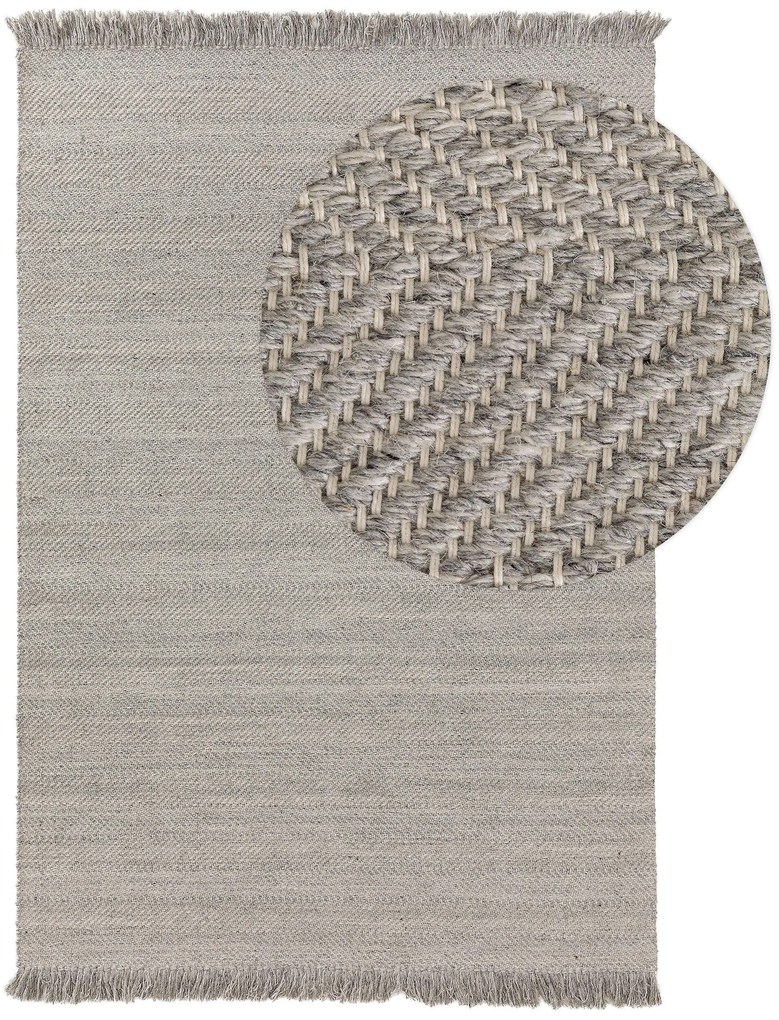 benuta Pure Tappeto di lana Lars Grigio chiaro 160x230 cm - Tappeto fibra naturale