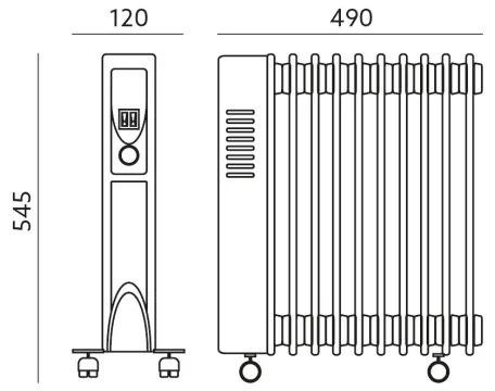 Riscaldatore olio a 11 lamelle YUGO 1000/1500/2500W/230V