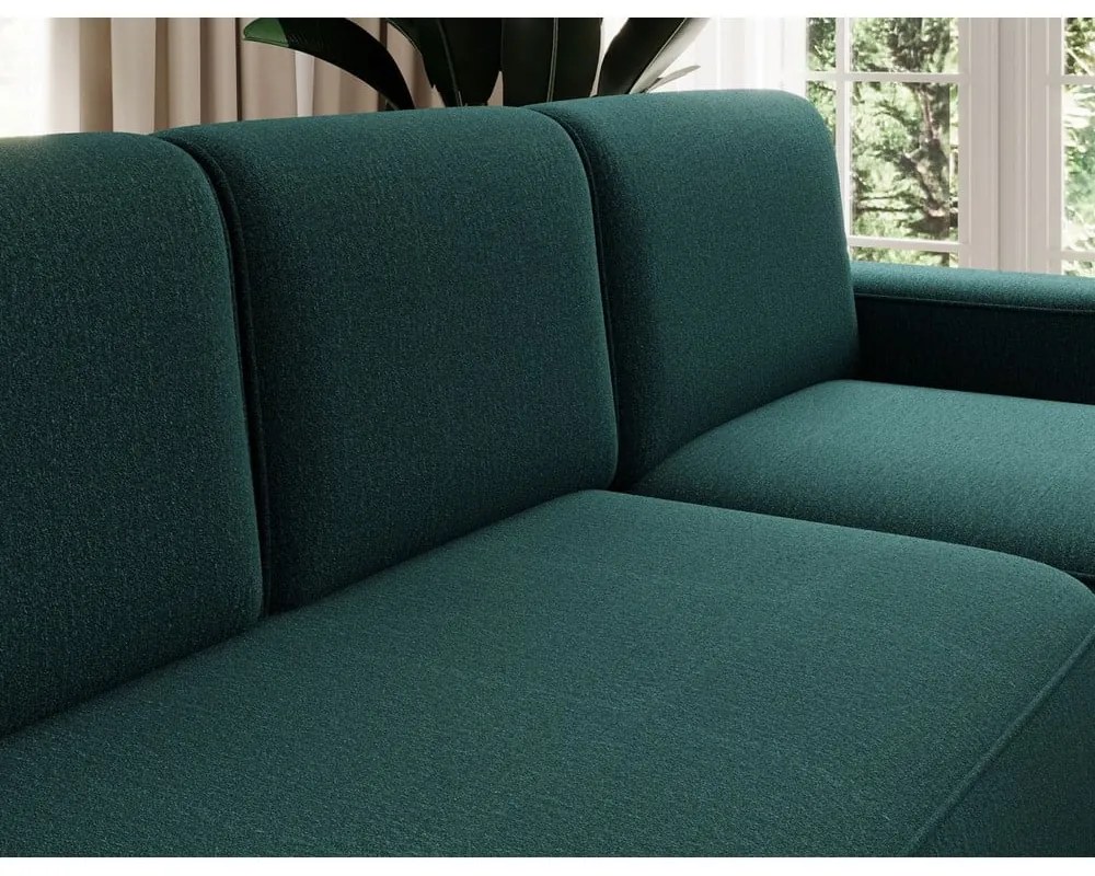 Divano angolare verde allungabile/con contenitore (con penisola a destra/con chaise lounge) e rivestimento in ciniglia Aurumm – ELTAP