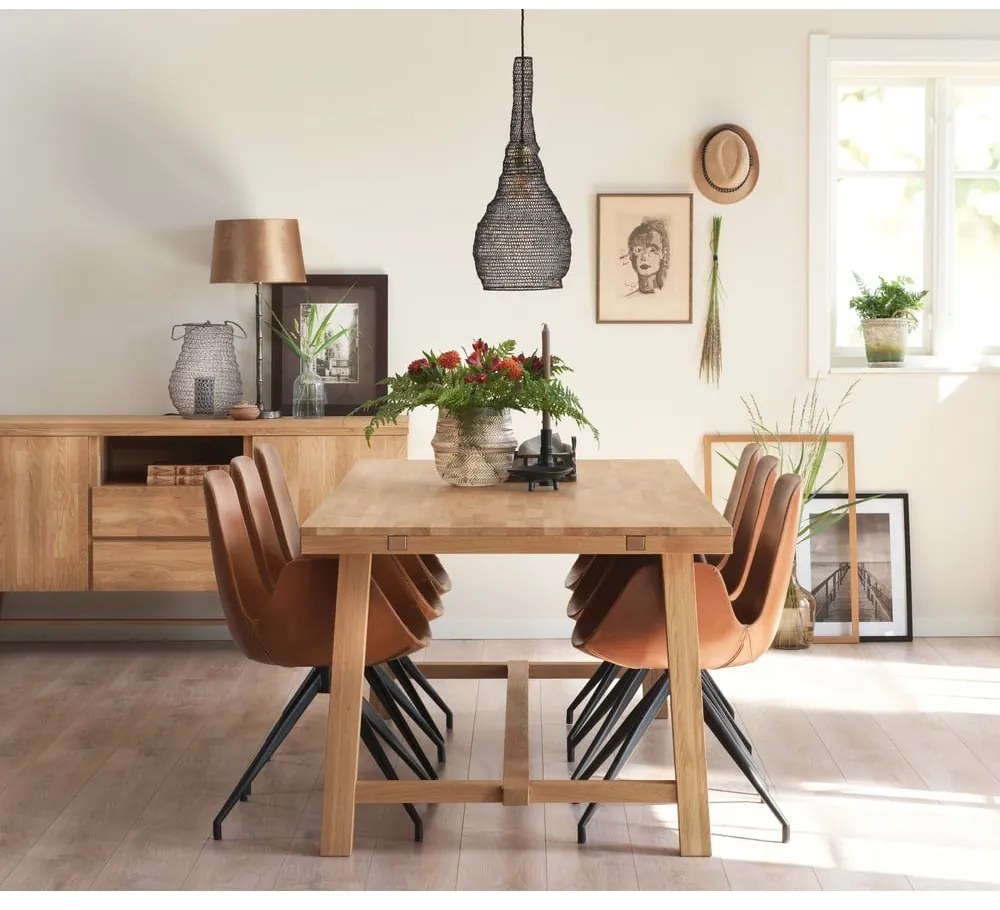 Tavolo da pranzo in legno di quercia effetto lucido 220 x 95 cm Brooklyn - Rowico