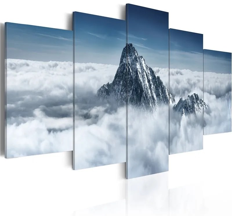 Quadro Cima di una montagna sopra le nuvole  Colore Bianco, Dimensioni e Misure 100x50