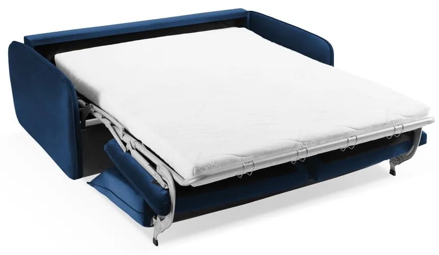 Divano letto in velluto blu scuro 214 cm Vienna - Cosmopolitan Design
