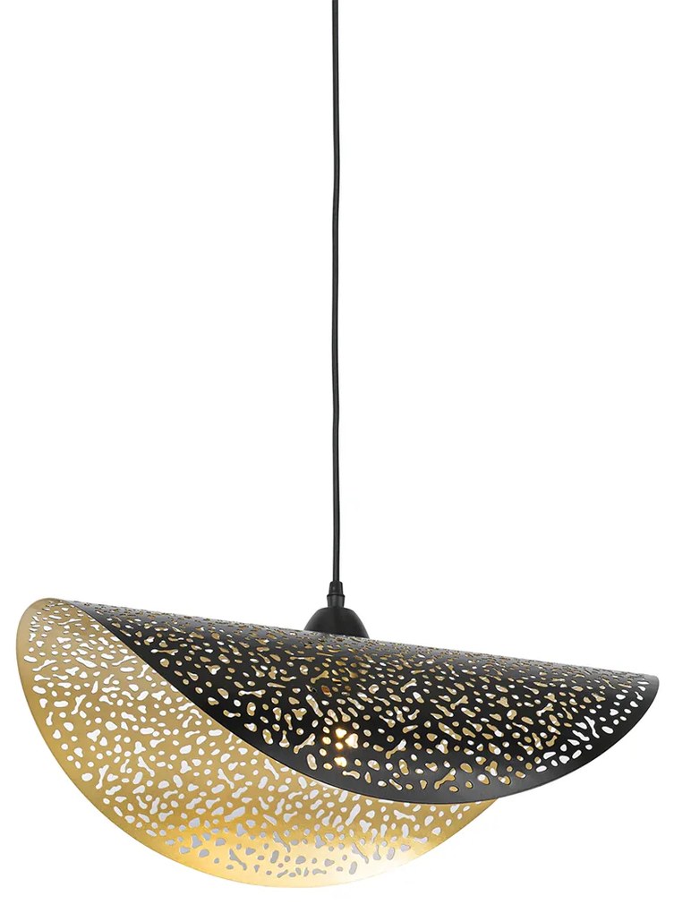 Lampada a sospensione orientale nera con oro 50 cm - Japke