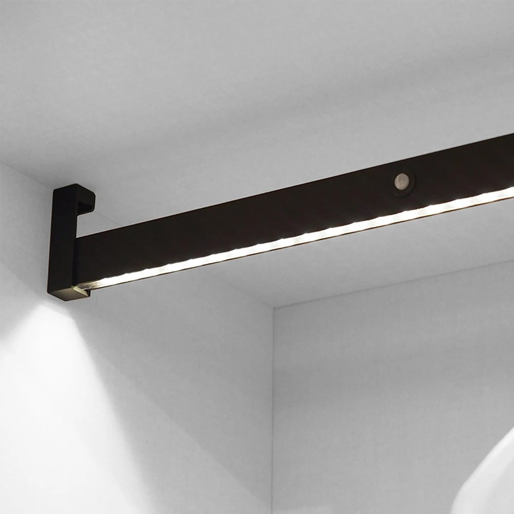 Barra Appendiabili per Armadio a Batteria 40,8-55,8 cm con LED Bianco Naturale e Sensore di Movimento Emuca Moka...