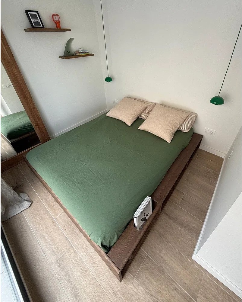 Letto matrimoniale marrone in legno di pino con griglia 140x200 cm Ziggy - Karup Design