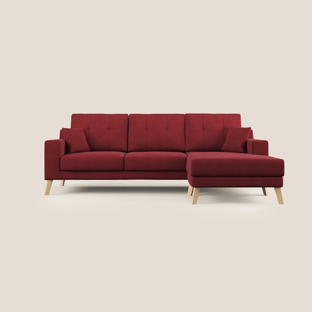 Danish divano angolare REVERSIBILE in tessuto morbido impermeabile T02 rosso
