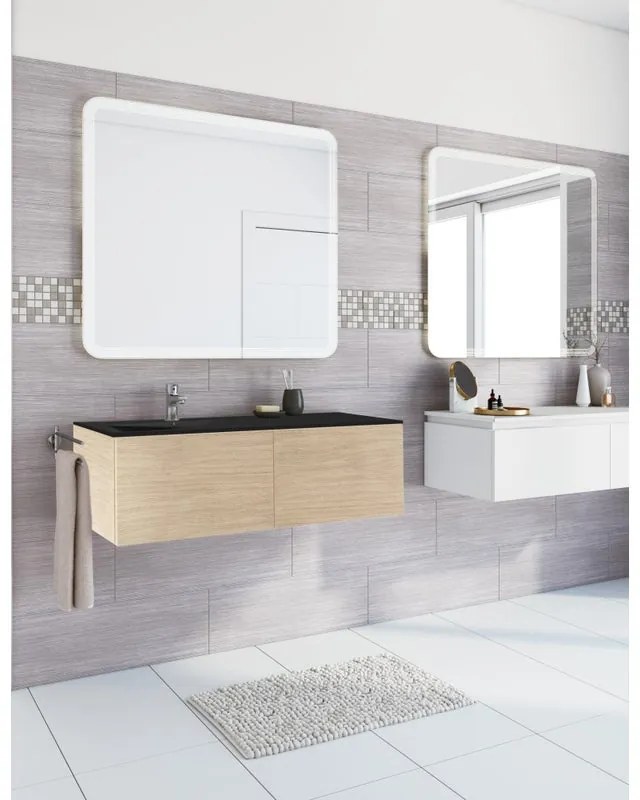 Mobile sottolavabo e lavabo Neo rovere naturale L 120 x H 32 x P 48 cm