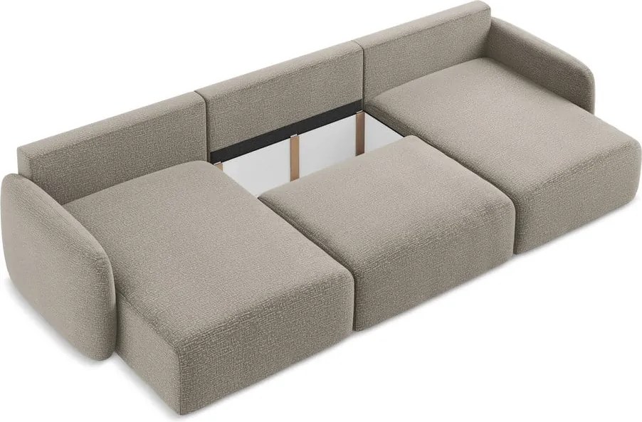 Divano angolare beige allungabile/con contenitore Kalena – Makamii